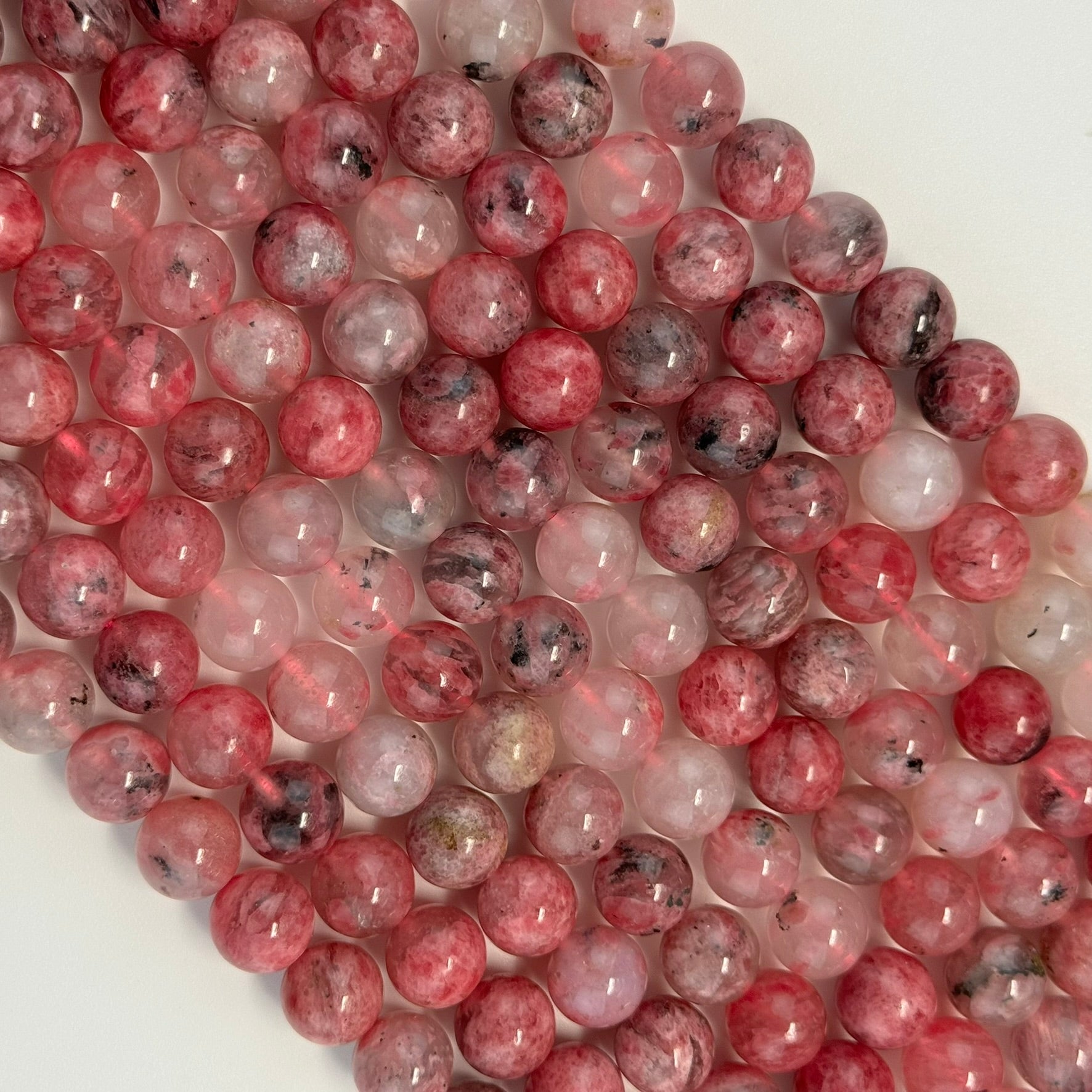 Sakura Rhodonite Polished Round Beads - Color A(4 mm)