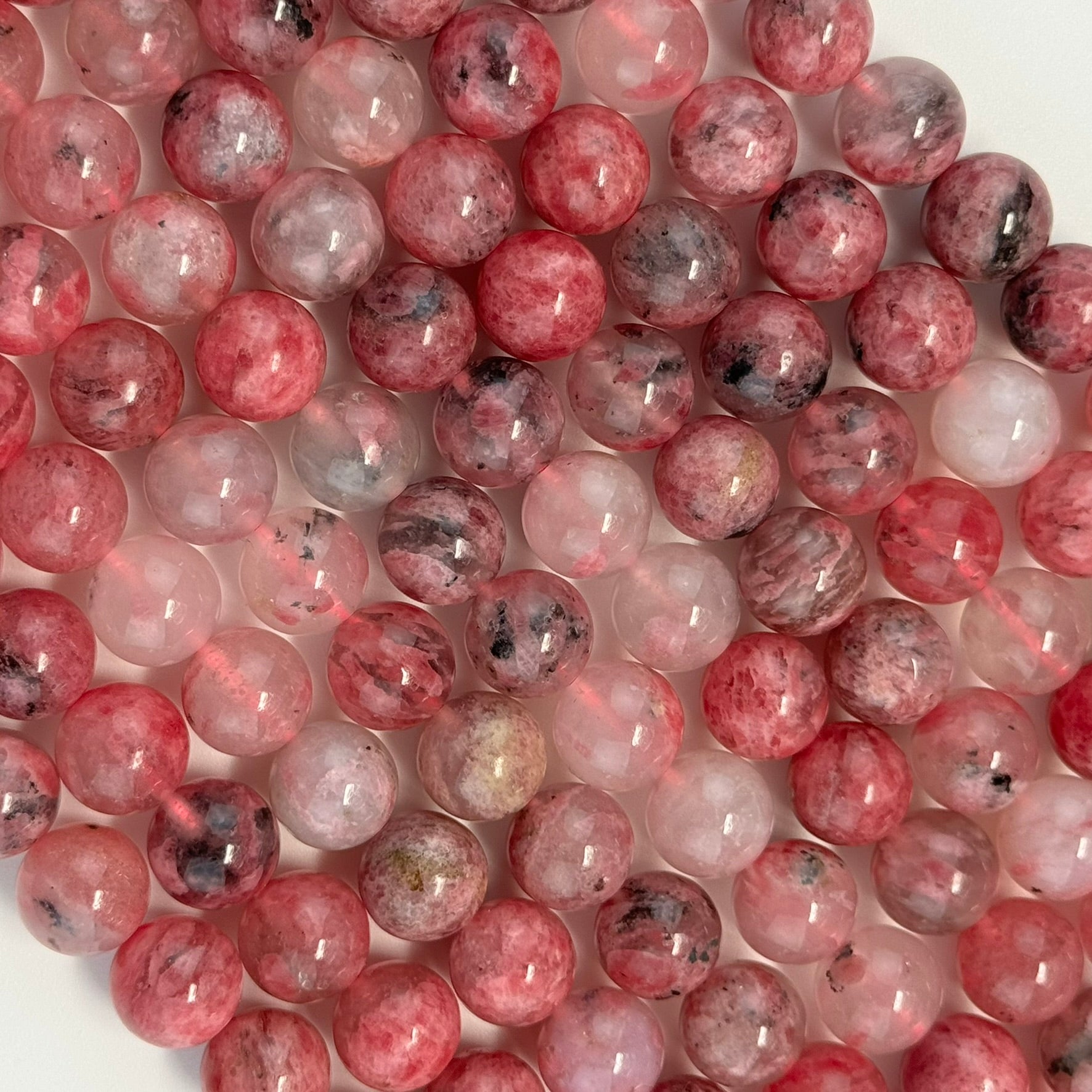 Sakura Rhodonite Polished Round Beads - Color A(4 mm)