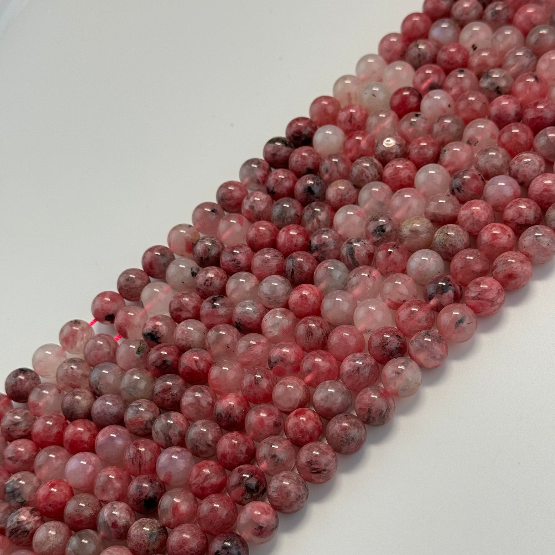 Sakura Rhodonite Polished Round Beads - Color A(4 mm)