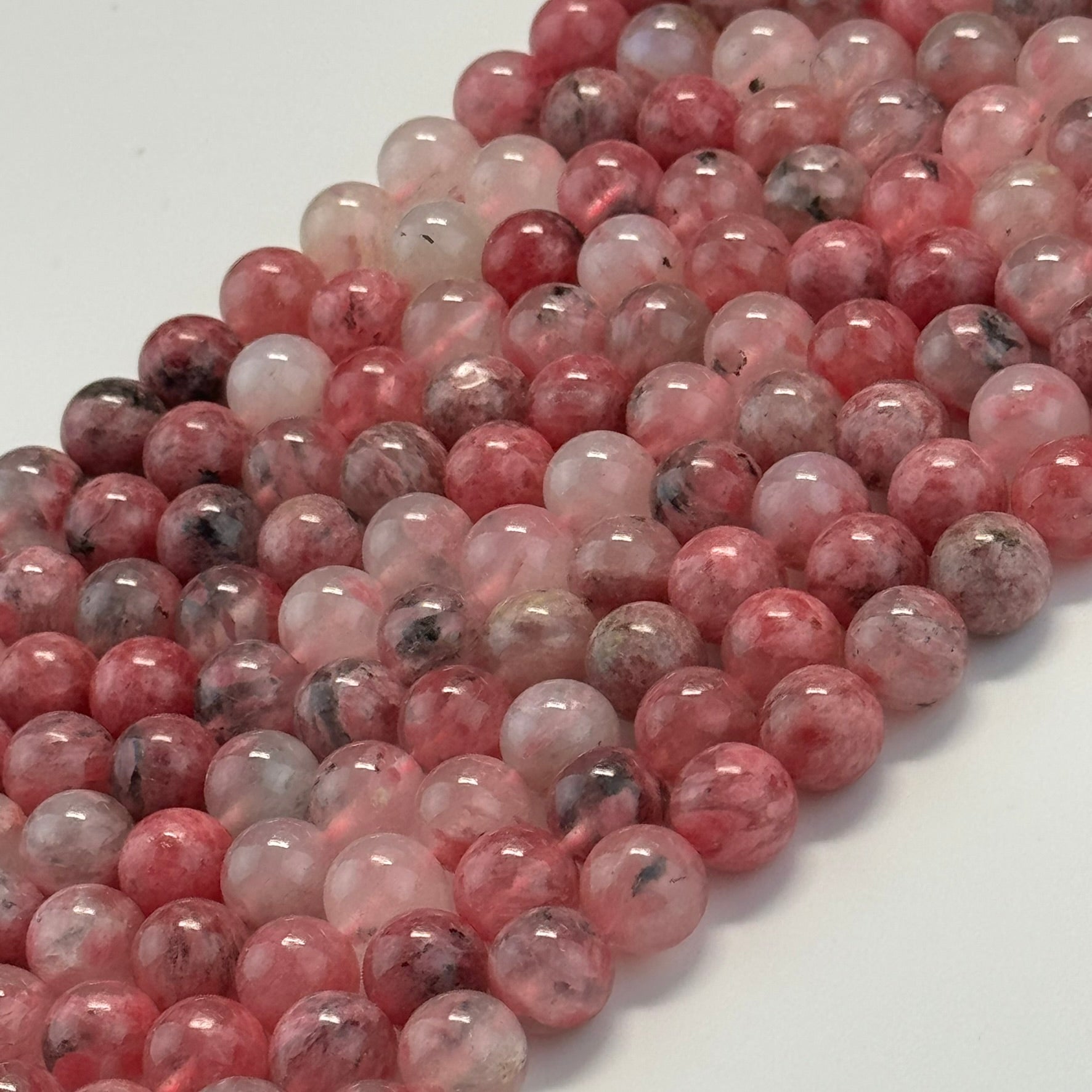 Sakura Rhodonite Polished Round Beads - Color A(4 mm)