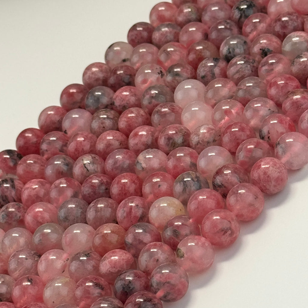 Sakura Rhodonite Polished Round Beads - Color A(4 mm)