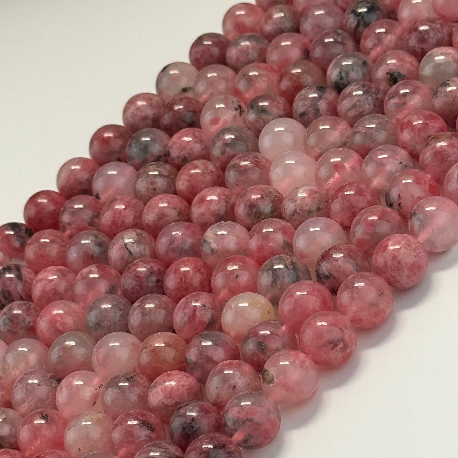 Sakura Rhodonite Polished Round Beads - Color A(4 mm)