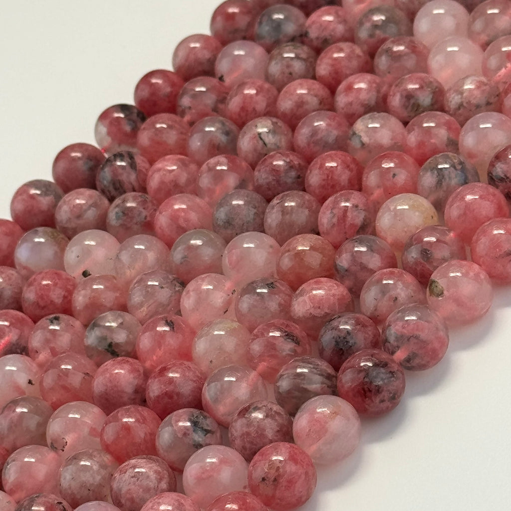 Sakura Rhodonite Polished Round Beads - Color A(4 mm)
