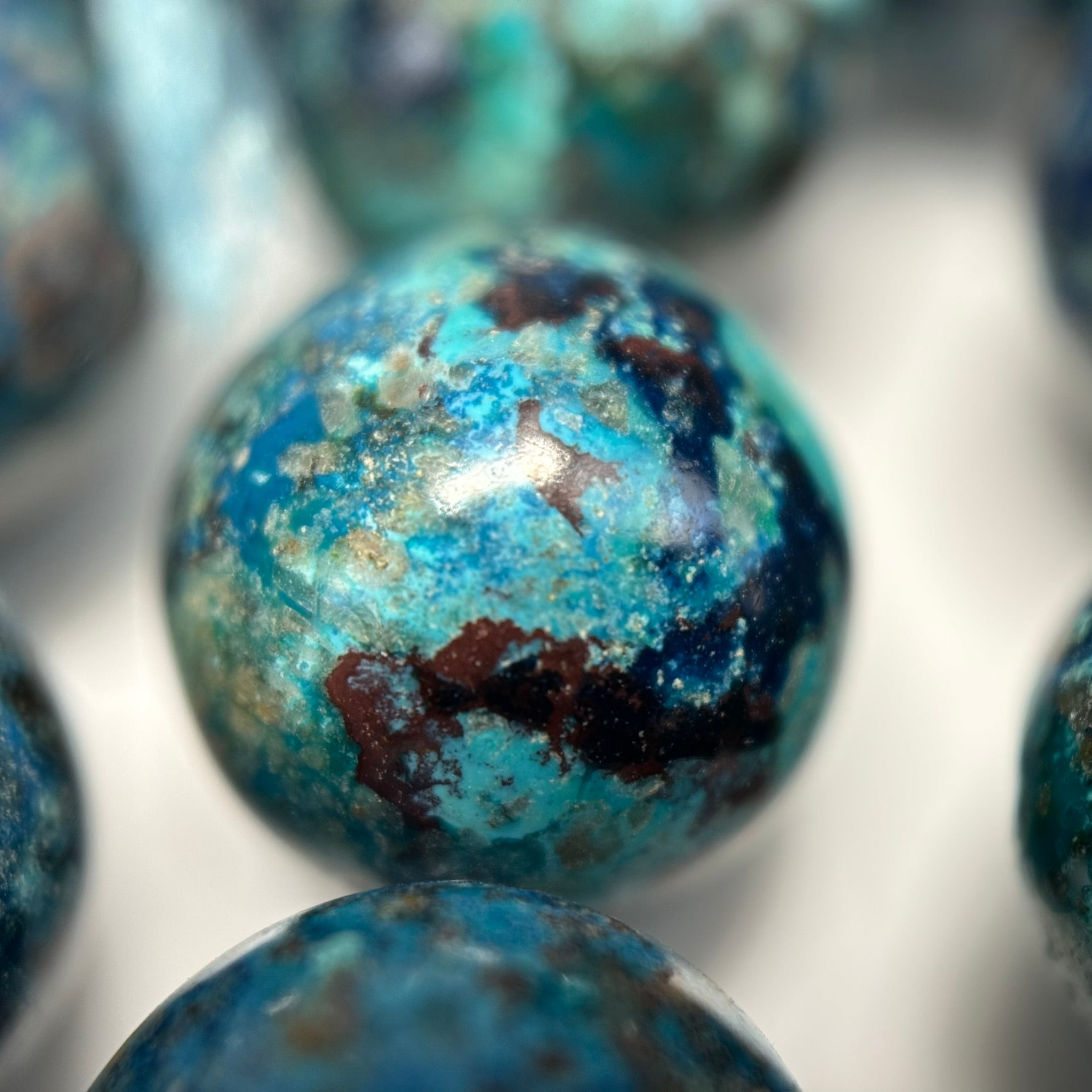 Shattuckite Polished Round Gemstone Beads