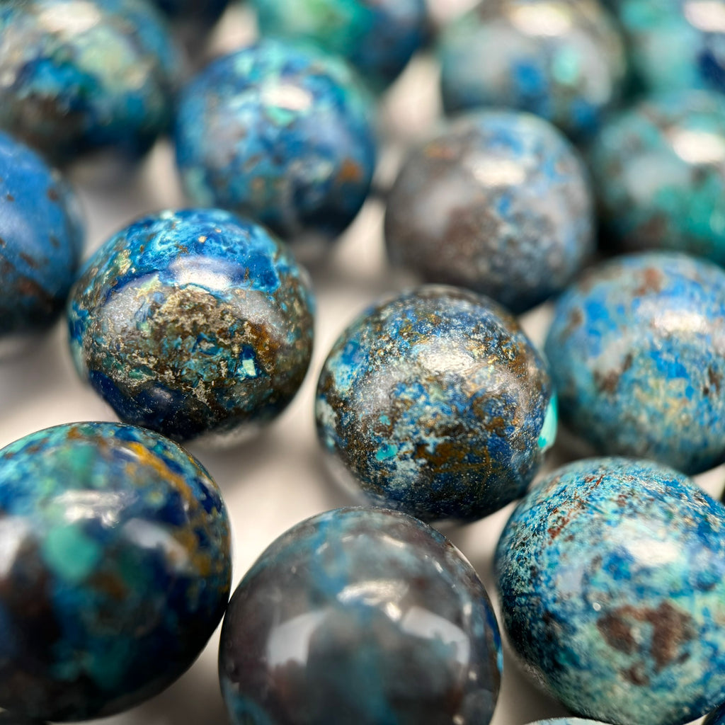 Shattuckite Polished Round Gemstone Beads