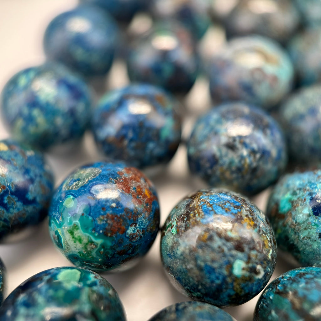 Shattuckite Polished Round Gemstone Beads