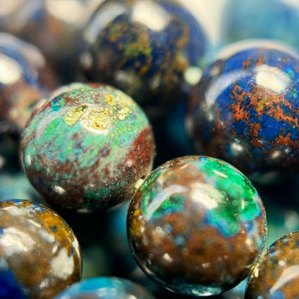Shattuckite Polished Round Gemstone Beads