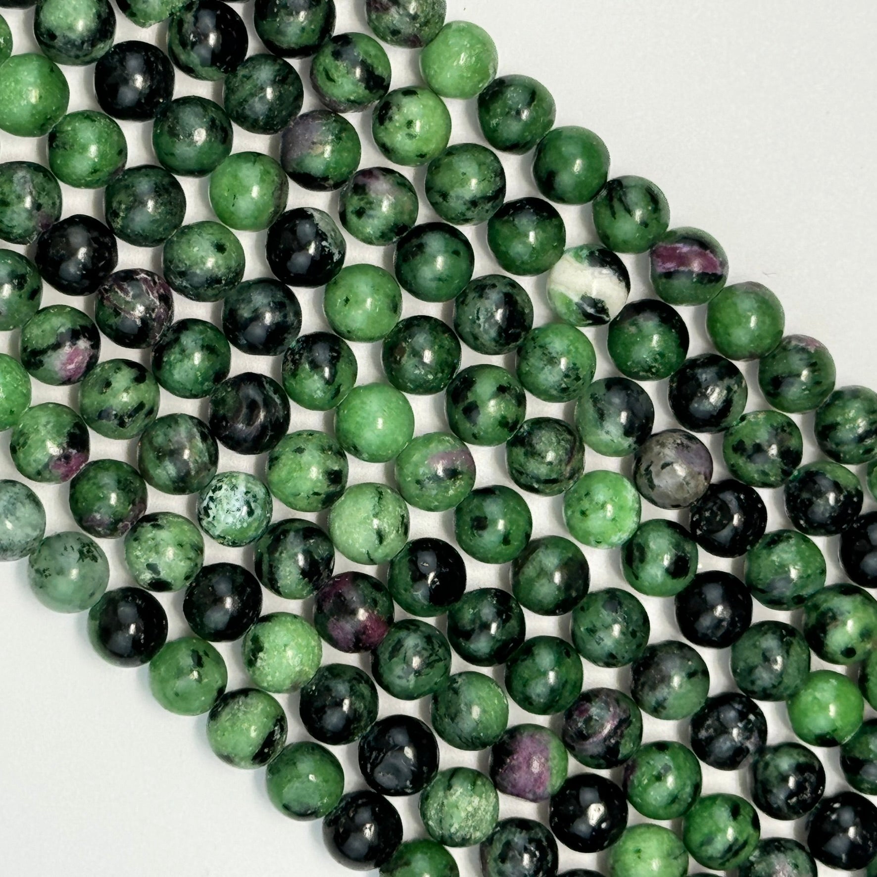 Ruby Zoisite Polished Round Beads
