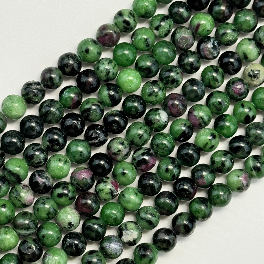 Ruby Zoisite Polished Round Beads