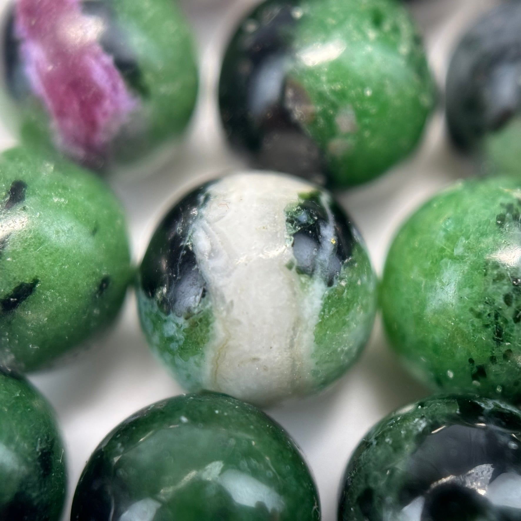Ruby Zoisite Polished Round Beads