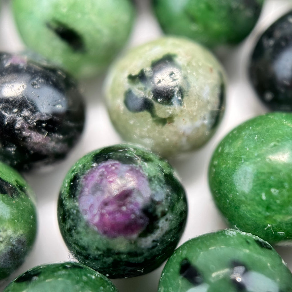 Ruby Zoisite Polished Round Beads