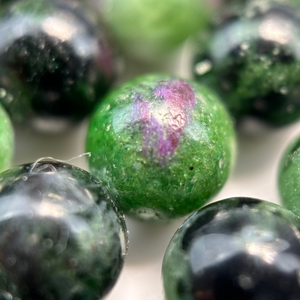 Ruby Zoisite Polished Round Beads