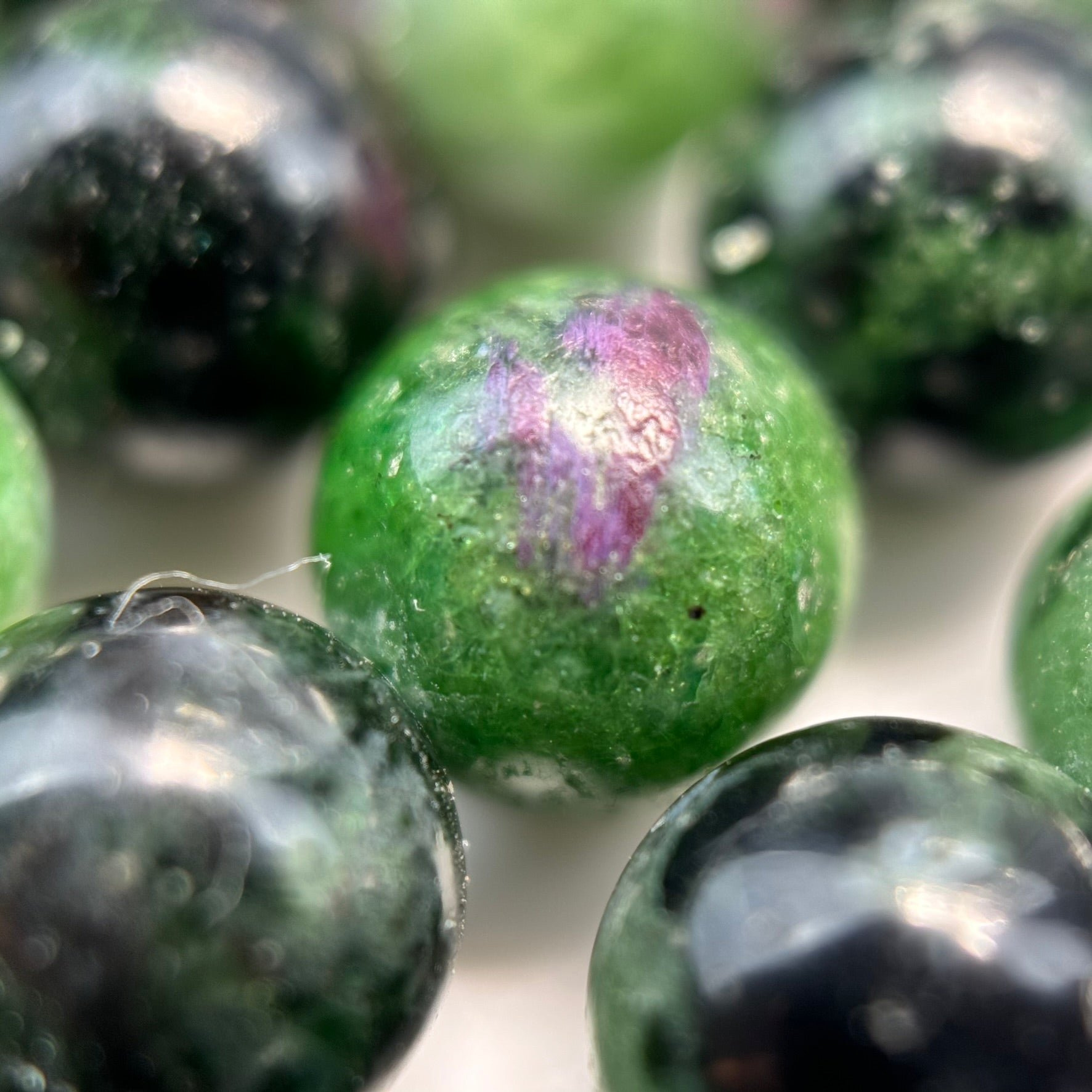 Ruby Zoisite Polished Round Beads
