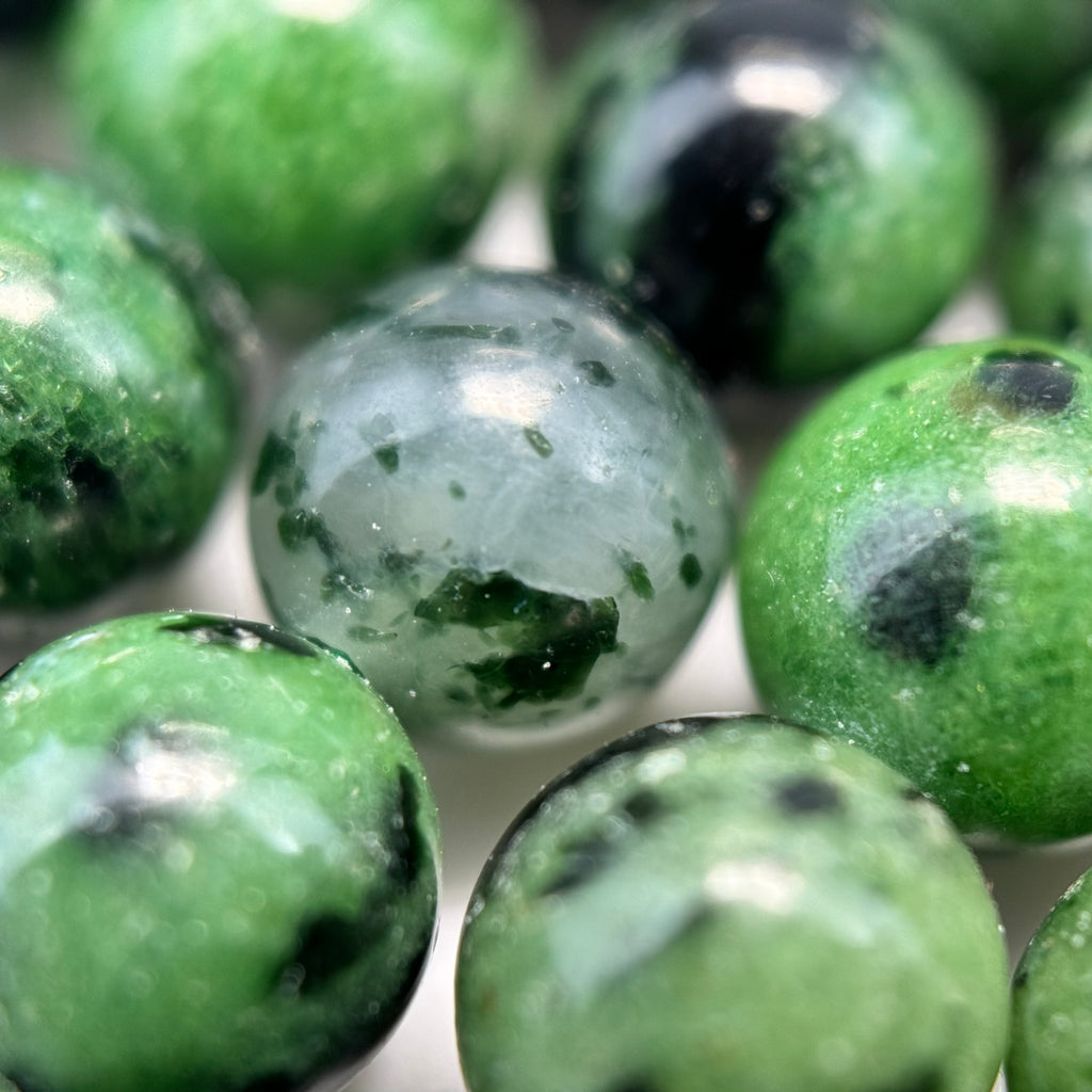 Ruby Zoisite Polished Round Beads