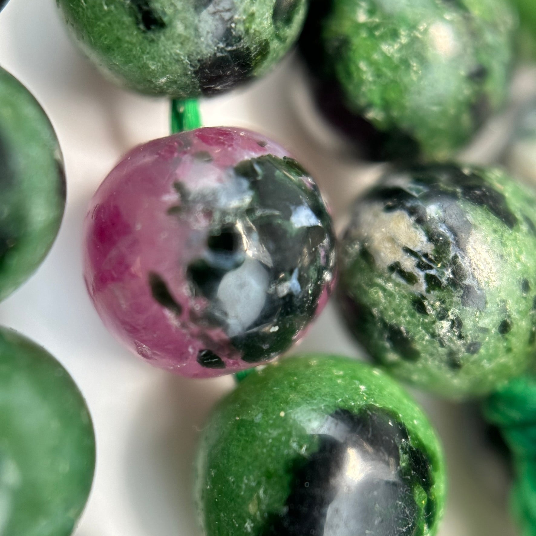 Ruby Zoisite Polished Round Beads
