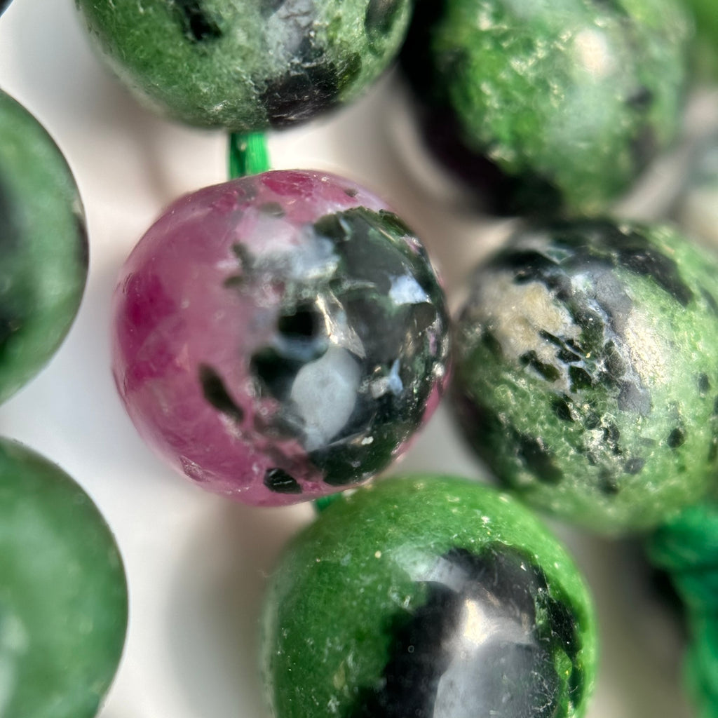 Ruby Zoisite Polished Round Beads