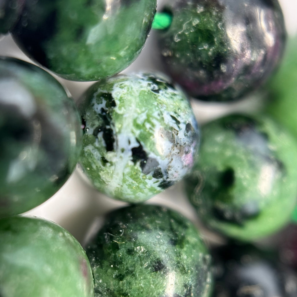 Ruby Zoisite Polished Round Beads