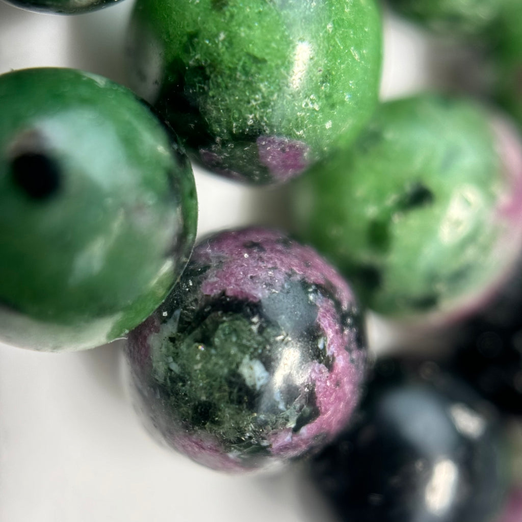 Ruby Zoisite Polished Round Beads