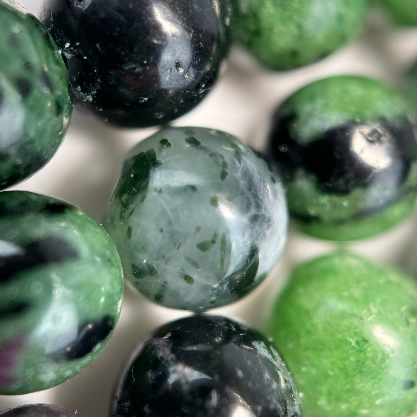 Ruby Zoisite Polished Round Beads